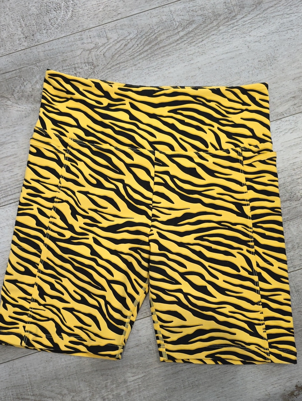 Lorna Jane Yellow & Black Zebra-Print Bike Shorts